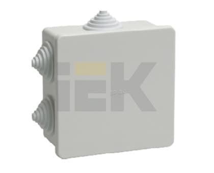 IEK Коробка КМ41235 распаячная для о/п 85х85х40мм IP44 (RAL7035, 6 гермовводов)