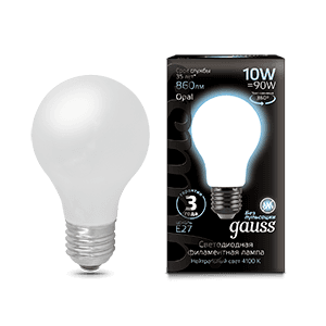 Gauss Лампа Filament А60 10W 860lm 4100К Е27 milky LED 102202210