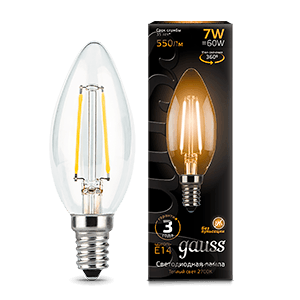 Gauss Лампа Filament Свеча 7W 550lm 2700К Е14 LED 103801107