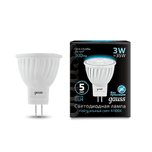 Gauss Лампа MR11 3W 300lm 4100K GU4 LED 132517203