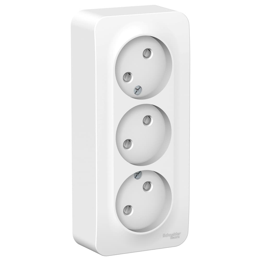 Systeme Electric Blanca наруж Бел Розетка 3-ая б/з со шторками 16А, 250В, изолир. пластина