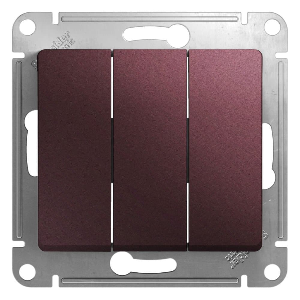 Systeme Electric Glossa Баклажановый Выключатель 3-клавишный , сх.3, 10AX
