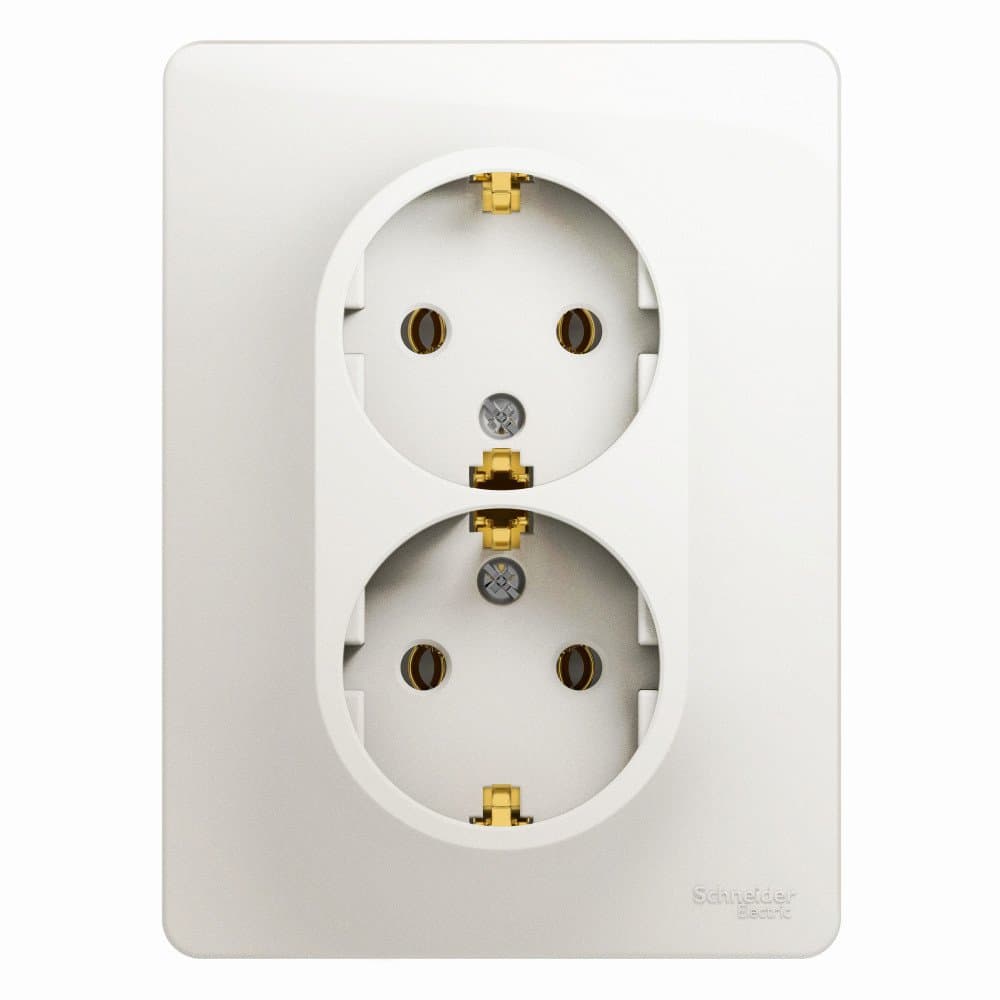 Systeme Electric Glossa Перламутр Розетка 2-ая с/з , 16А (в сборе)