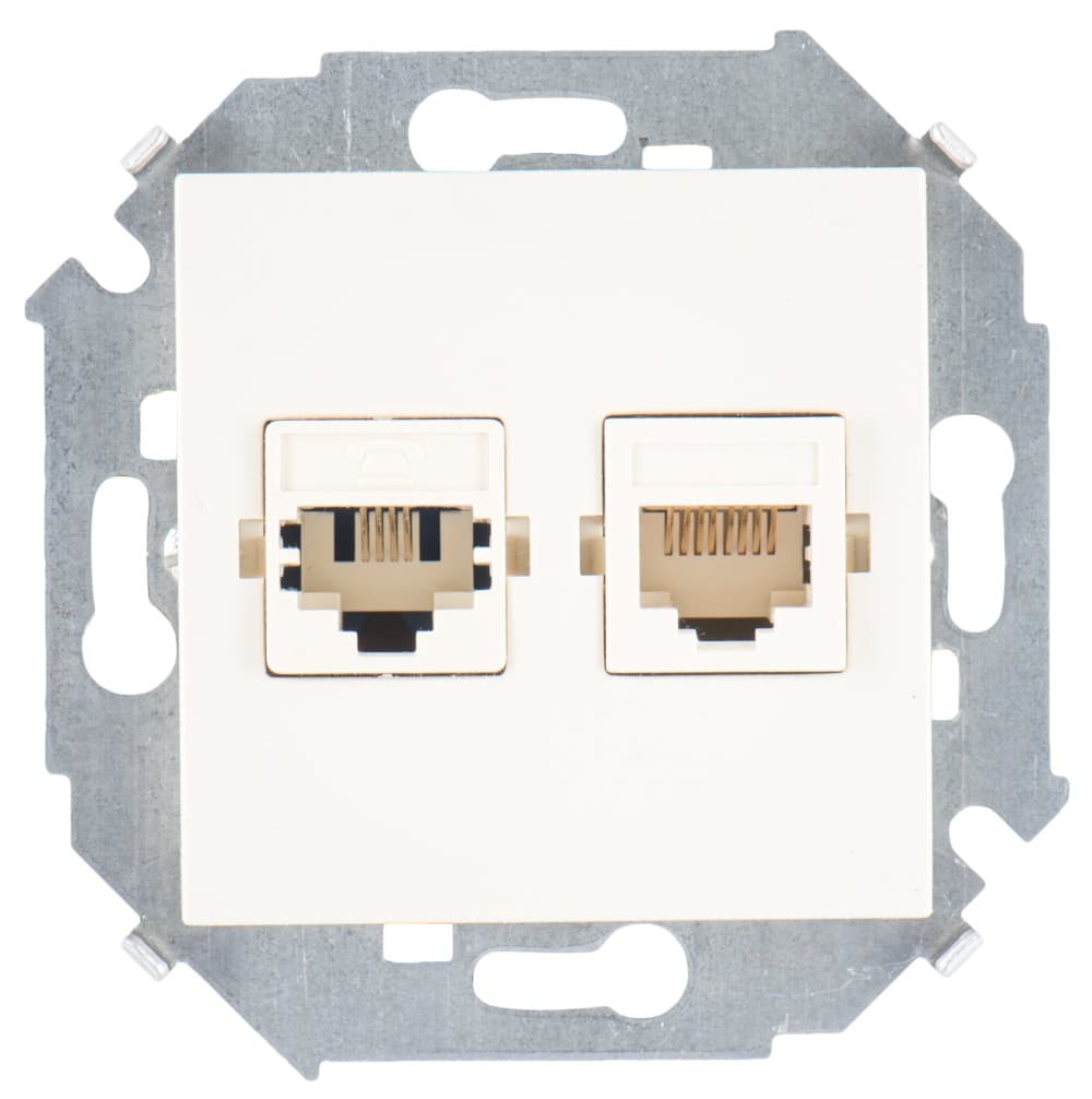 Simon 15 Бежевая Розетка ТЛФ + комп RJ11+RJ45 кат.5е 1591590-031