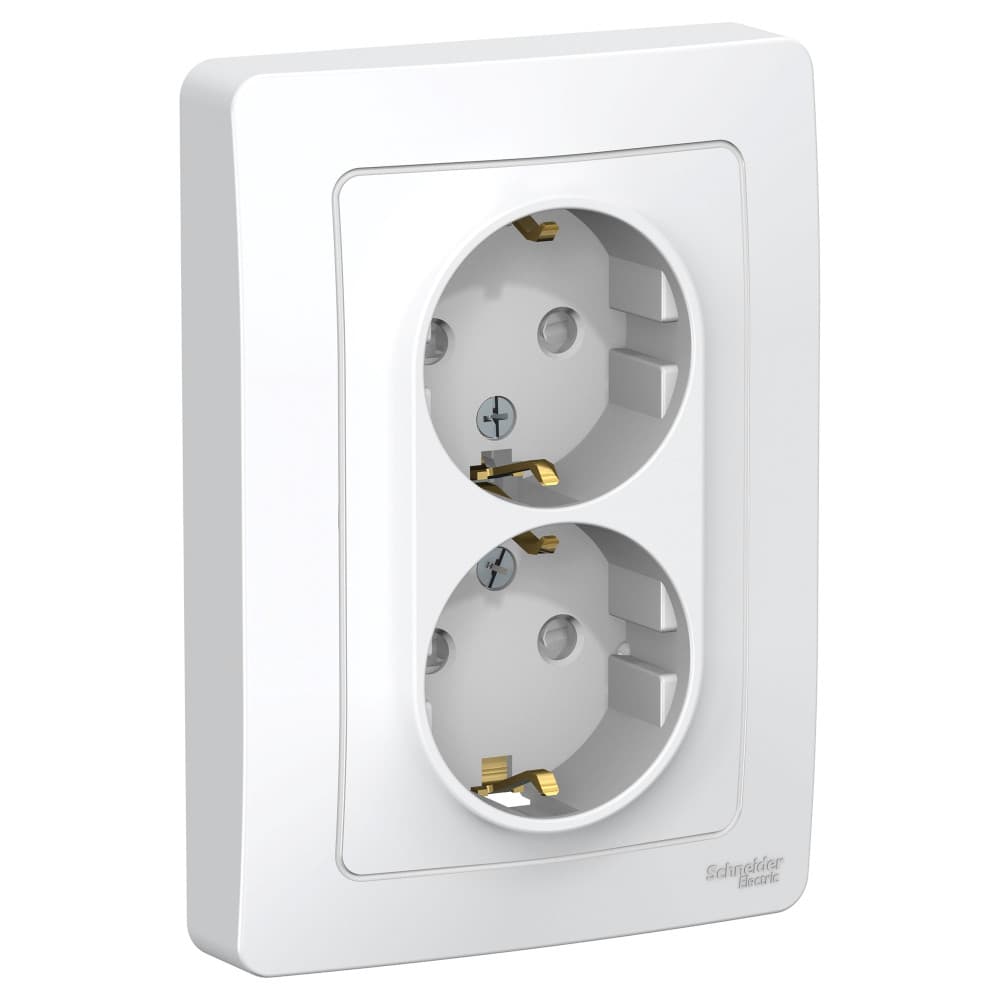 Systeme Electric Blanca внутр Бел Розетка 2-ая с/з со шторками, 16А, 250В