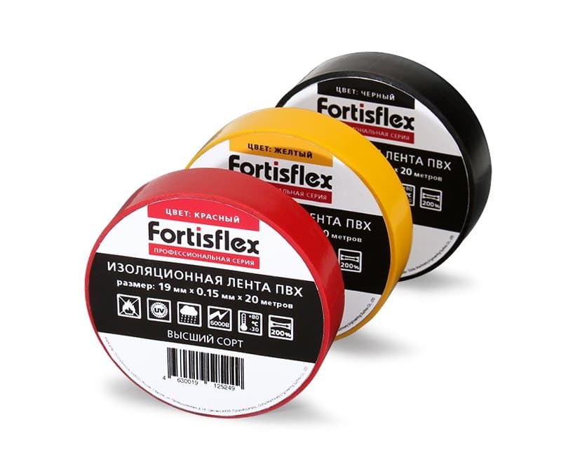 Изолента ПВХ 19х0.15x20 белая (Fortisflex) 71231