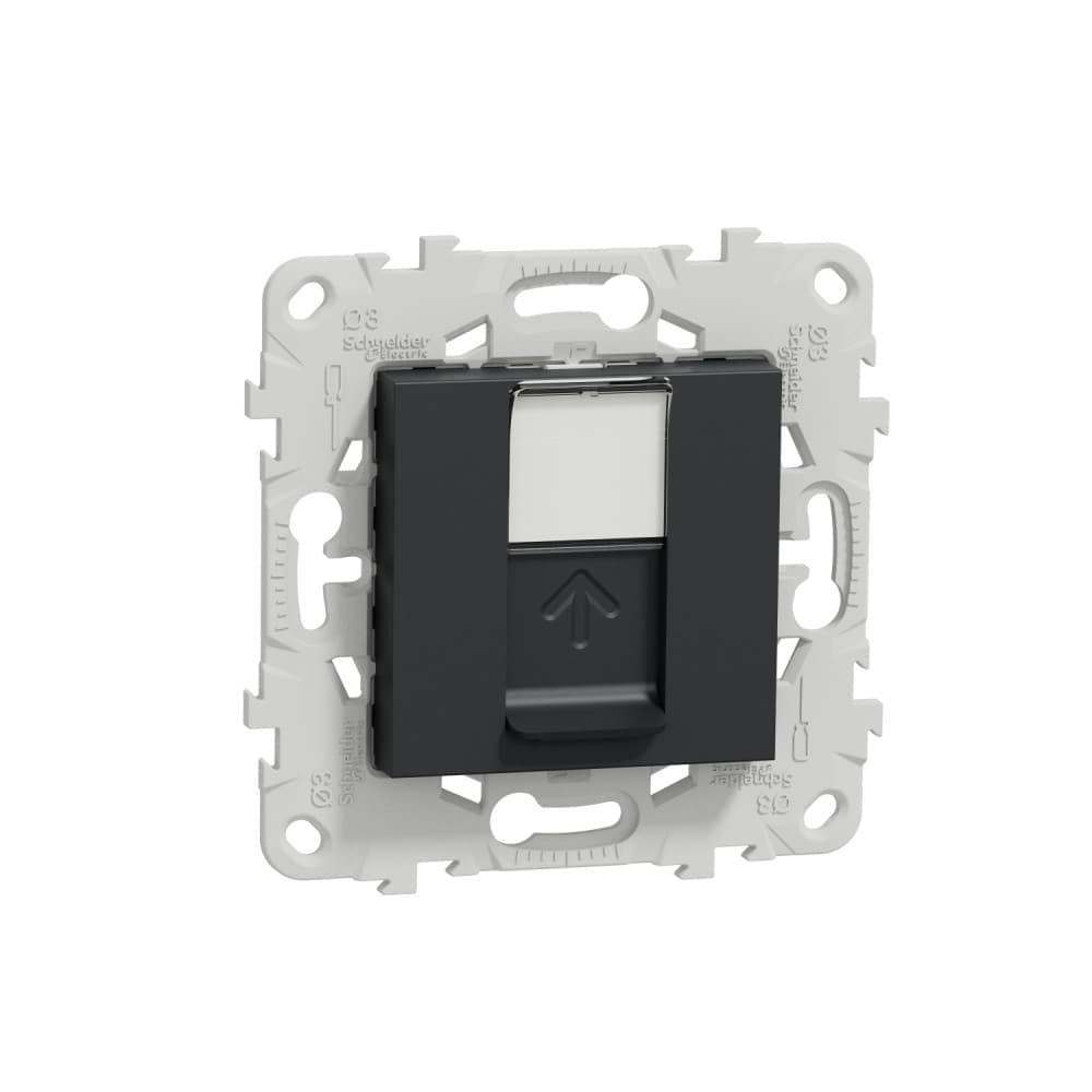 SE Unica New Антрацит Розетка компьютерная, RJ45, одиночная кат. 6 UTP NU541554