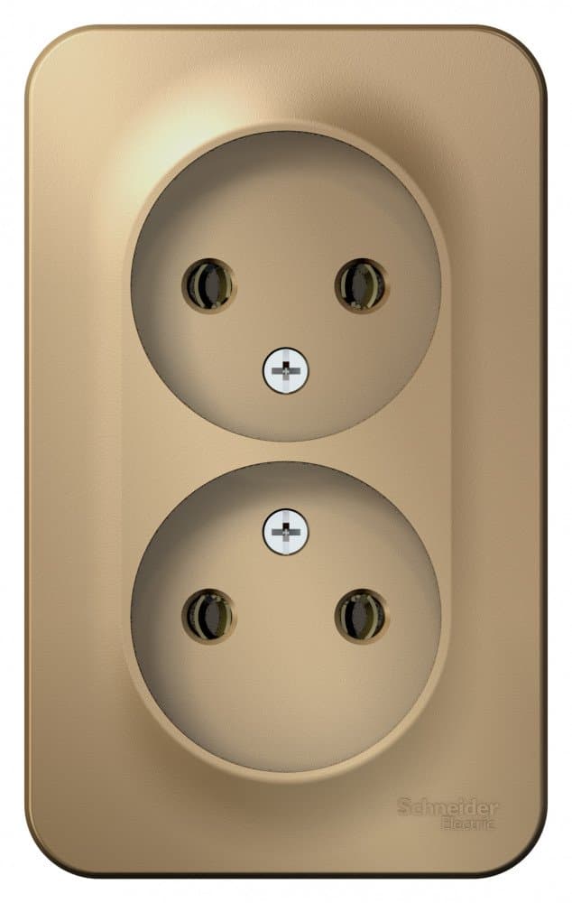 Systeme Electric Blanca наруж Титан Розетка 2-ая б/з без шторок 16А, 250В, изолир. пластина