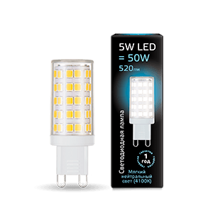 Gauss Лампа G9 AC185-265V 5W 520lm 4100K керамика LED 107309205