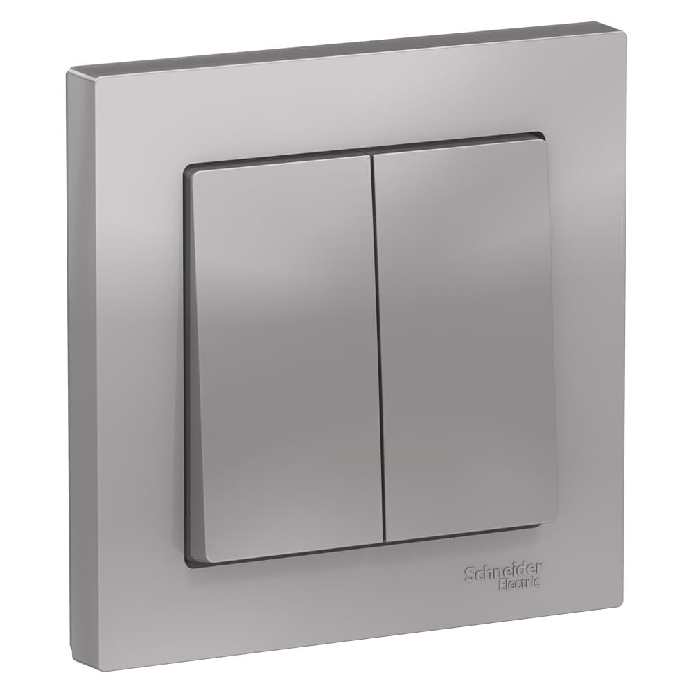 Systeme Electric AtlasDesign Алюминий Выключатель 2-клавишный сх.5, 10АХ, в сборе