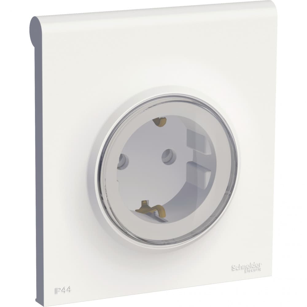 SE Odace Бел Розетка с з/к с крышкой IP44 S52R0370W