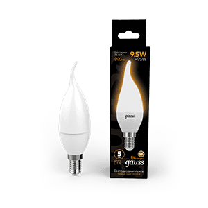 Gauss Лампа Свеча на ветру 9.5W 890lm 3000K E14 LED 104101110