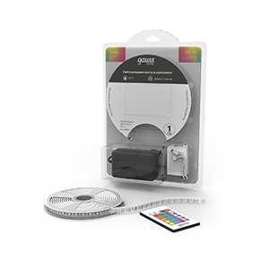 Gauss Лента Basic в комплекте 12V 10W/m 700lm/m RGB IP20 LED 3m 1/50 BT041