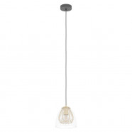 Eglo 390037 Подвесной потолочный светильник (люстра) JAZMINIA, 1x40W, E27, H1500, Ø195, сталь, черный, латунь/стекло, прозрачный