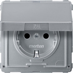Купить SE Merten Aquadesign Алюминий Розетка Schuko с крышкой, защитными шторками, безвинт. зажим. MTN2310-7260