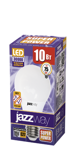 Купить Jazzway Лампа светодиодная (LED) «груша» d60мм E27 180° 10Вт 220-240В матовая тепло-белая желтая 3000К .1033697