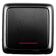 HEGEL ВА10-114-08 Черный Выключатель открытой установки, одноклавишный, с индикацией, с изолирующей пластиной