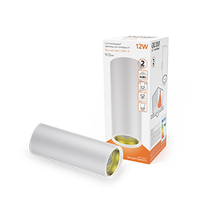 Gauss Светильник Overhead накл цил 12W 900lm 3000K 170-240V IP20 79*200мм белый золото LED HD012