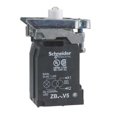 Купить SE XB4 Корпус зеленой сигнальной лампы, с трансформатором питания 400В ZB4BV5D3