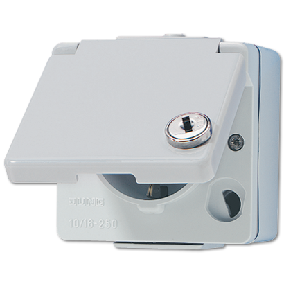 JUNG Штепсельная розетка SCHUKO для накладного монтажа с замочным механизмом 620WSL