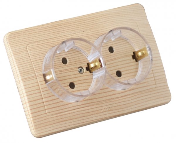 Hegel Мастер внутр Сосна РС16-382-02 Розетка с/з двойная, со шторками