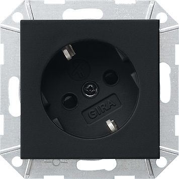 Gira Розетка с з/к  споворот на 30° с затвором (shutter) и символом 0418005