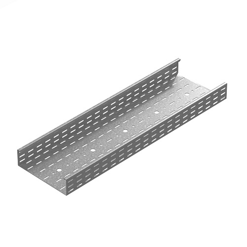 OSTEC Промышленный лоток кабельный перфорированный 100х85х3000, толщ. 2,0 мм, Сендзимир цинк