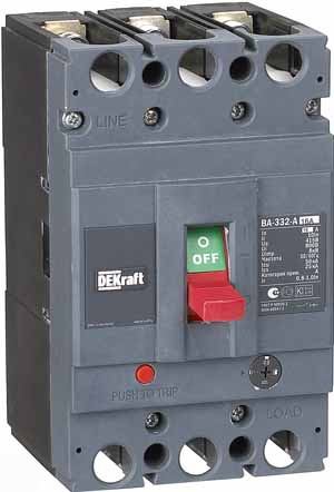 Купить DEKraft Силовой Автоматический выключатель 3P 16А c Ir=12,8А-16А 50кА ВА-332 21130DEK