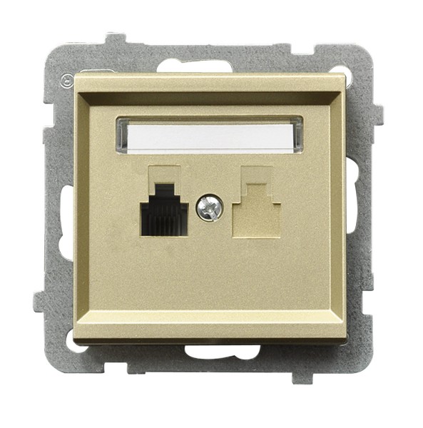 Ospel Sonata Шампанский золотой Розетка телефонная 1-я, без рамки GPT-1R/m/39