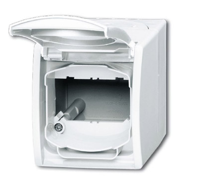 ABB ocean Корпус IP44 для комм. разъёмов и суппортов DCS от 1850 EB до 1876 EB, с полем для надписи, альпийский белый 2CKA001724A4264