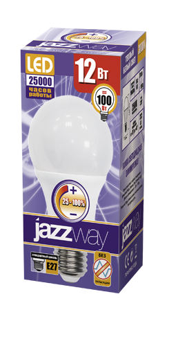 Купить Jazzway Лампа светодиодная (LED) «груша» d60мм E27 220° 12Вт 220-230В опаловая тепло-белая желтая 3000К диммируемая .2855879