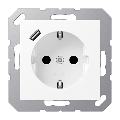 JUNG A Flow/A 550 Белый матовый Розетка  с USB-зарядным устройством, тип С, SCHUKO A1520-18CWWM