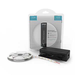 Gauss  Лента Basic в комплекте LED 2835/240 12V 14,4W/m 1600lm/m 4000K 10mm IP20 5m 1/50 BT087