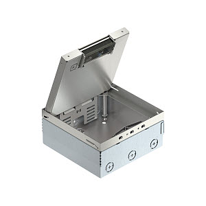 Купить OBO Bettermann Лючок UDHOME4 2V пустой, для 6хModul45 (с выемкой 15 мм под напольное покрытие, нержавеющая сталь) 7427232