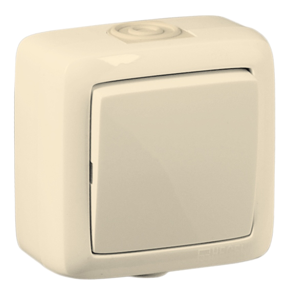 Hegel Альфа IP44 наруж Слоновая кость ВА16-211-01 Выключатель 1-клавишный, брызгозащищенный