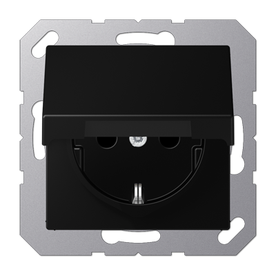 JUNG A Flow/A 550 Черный матовый Розетка 16A 250V с крышкой, SCHUKO A1520BFKLSWM
