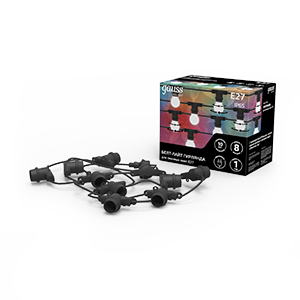 Gauss Гирлянда светодиодная "Белт Лайт" Holiday для сменных ламп Е27, 10 ламп, 7,7 м, IP65, черный, 1/8 HL070