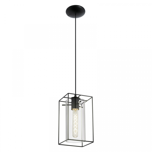 Eglo Подвес LONCINO, 1x60W (E27), сталь, черный/дымчатое стекло 49495