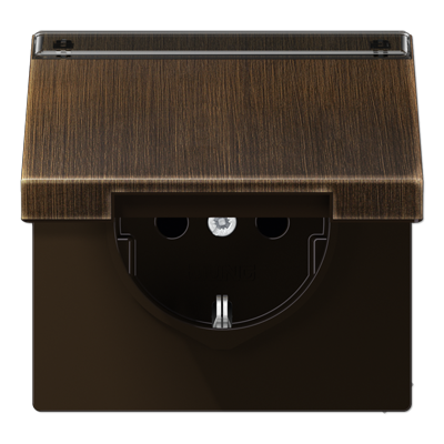 JUNG Штепсельная розетка SCHUKO 16A 250V~ с крышкой, защитой от детей, латунь Antik ME1520NAKLAT