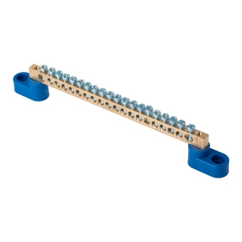 EKF PROxima Шина "0" N (6x9мм) 20 отв. латунь 2 синих угловых изолятора розн. стикер