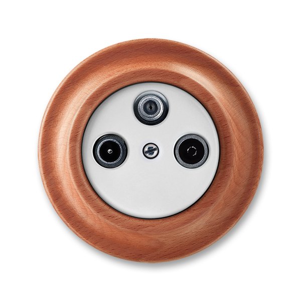 ABB Decento Белый фарфор/Натуральное дерево "Вишня" Розетка TV-R-SAT  единственная 2CHK080403C4052