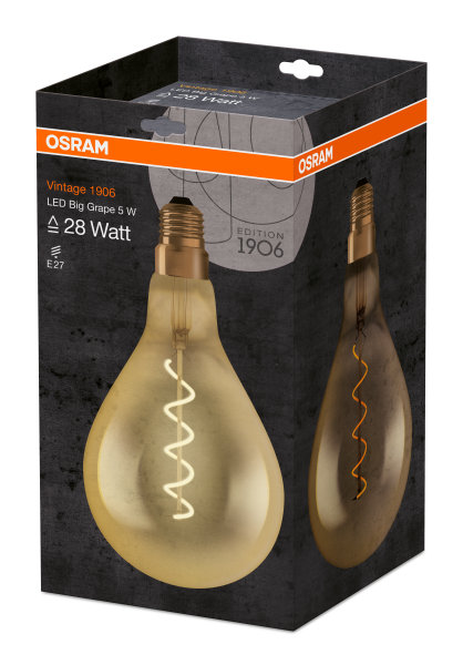 Купить Osram Светодиодная лампа Vintage 1906 LED CL A160,филаментная, GOLD 5W,золотистая, теплый белый свет (820), цоколь E27 4058075091993