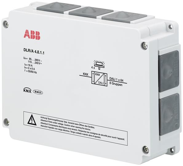 ABB DLR/A4.8.1.1 Контроллер освещения DALI, 8 групп, 4 канала для датчиков света, накладной монтаж 2CDG110172R0011