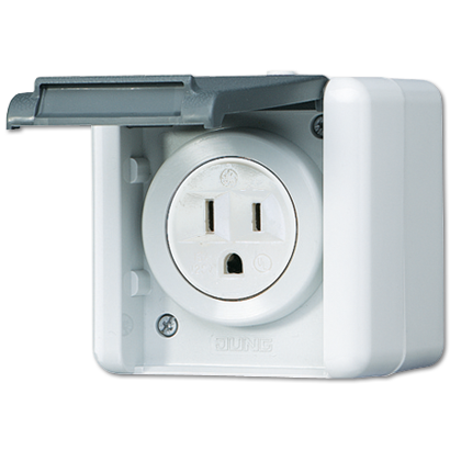 JUNG USA-стандарт NEMA, 2 полюса + заземление, 15А 125V~ для накладного монтажа 821-15USW