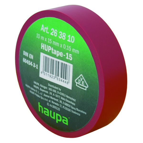Haupa Изолента ПВХ, цвет красный, шир. 15мм, длина 10 м, d 60 мм 263810