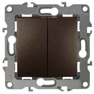 ЭРА 12-1004-13 Выключатель двойной, 10АХ-250В, IP20, без м.лапок, 12, Бронза