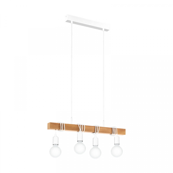 Eglo 33164 Подвес TOWNSHEND, 4х60W (E27), L700, B105, H1100, сталь, белый/дерево, коричневый
