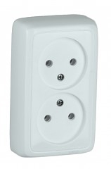 Hegel Альфа наруж Белая РА16-143 Розетка двойная с изол. пластиной