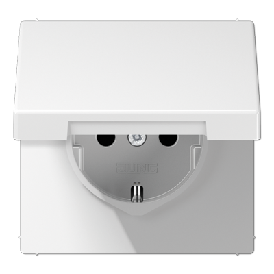 JUNG Штепсельная розетка SCHUKO 16A, 250V~  с защитой от детей и крышкой, белый LS1521KIKLWW