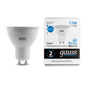 Gauss Лампа Elementary MR16 11W 850lm 6500K GU10 LED 13631
